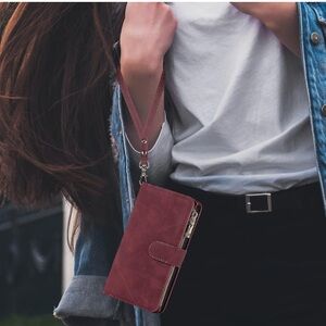 Burgundy Wristlet Phone Wallet